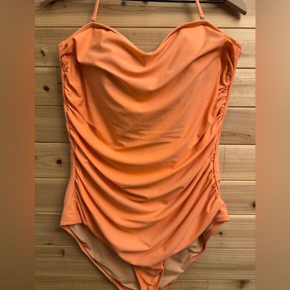 J. Crew Factory Size XLarge Strapless Bandeau Salmon One Piece Swimsuit - Picture 6 of 12